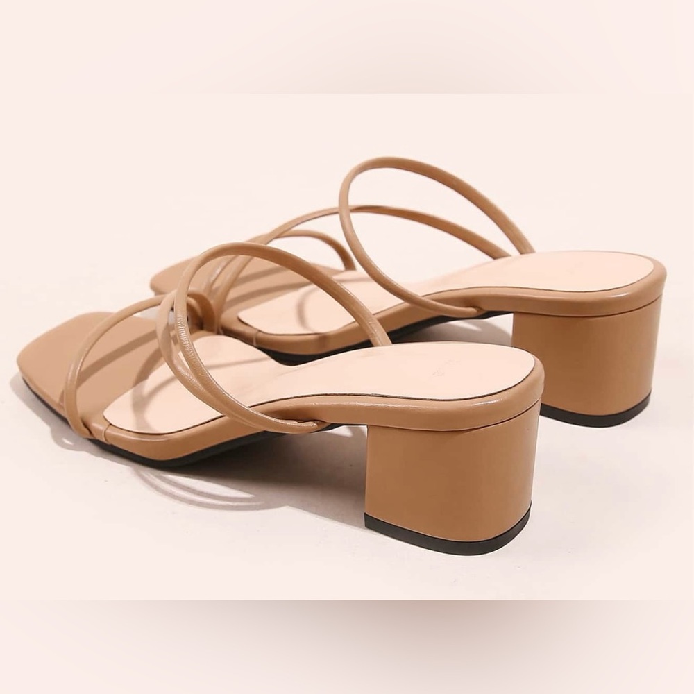 SHEIN Tan Strappy Heeled Sandals - Picture 3 of 6